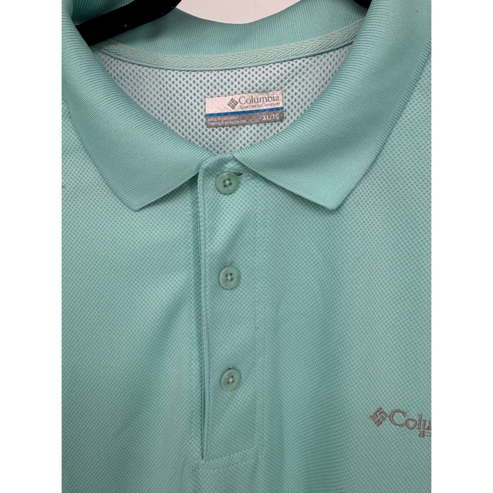 Columbia PFG Men's Aqua Blue Textured Polo Shirt XL/TG Fishing Outdoor - Picture 3 of 9